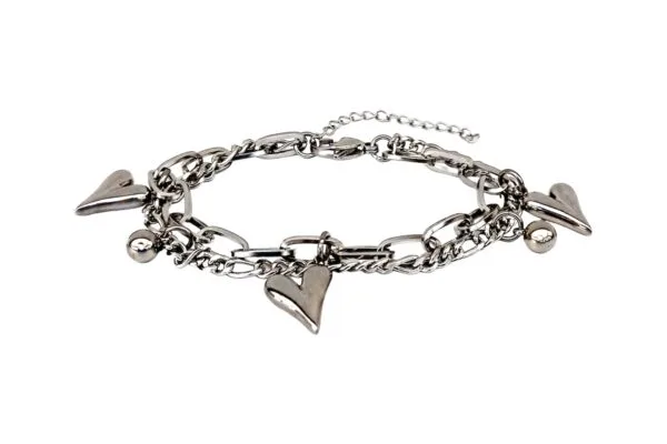 Pulsera 3 Corazones en Plateado