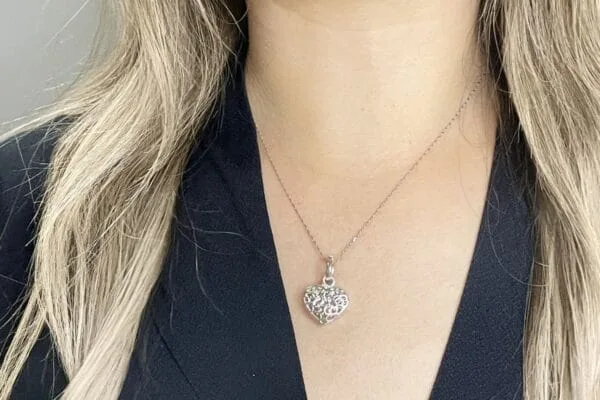 Cadena dije corazón calado (Plata 925) - Imagen 4